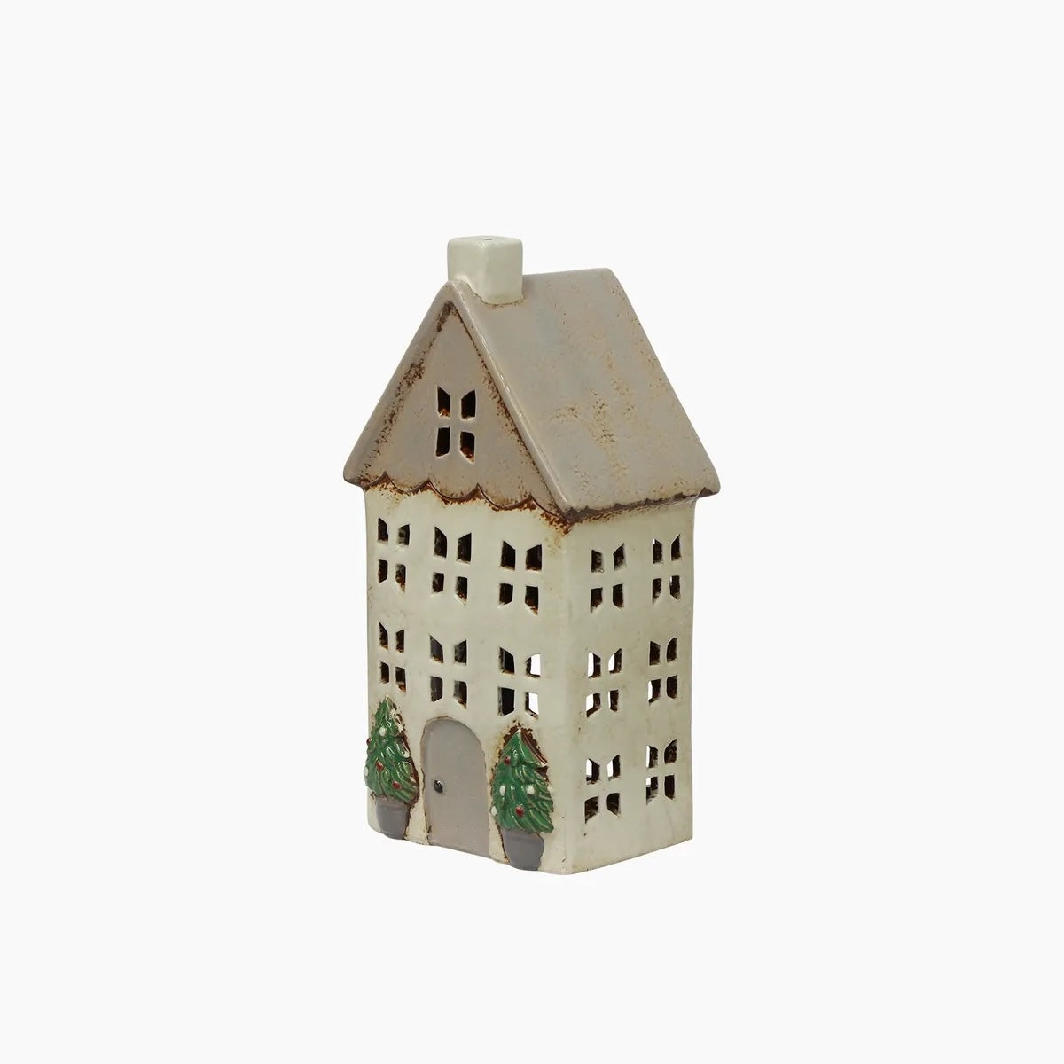 Christmas Tea Light House Stone With Pots Medium