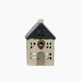 Chistmas Tea Light House Blue With Wreath Small