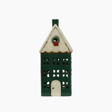 Christmas Tea Light House Green With Wreath Large
