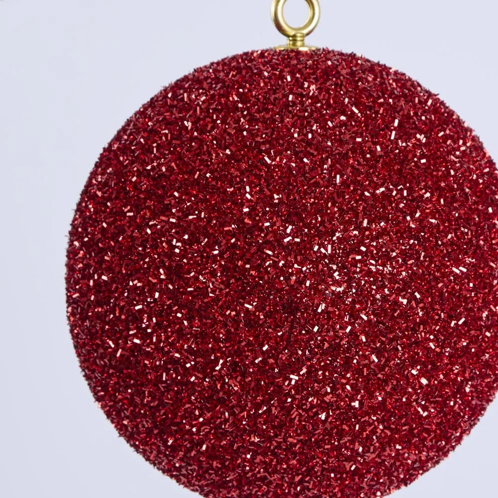 Bauble Tinsel Red 20cm