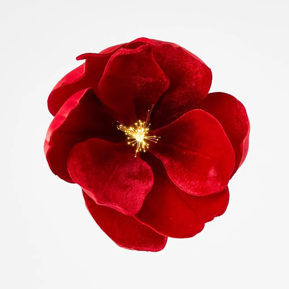 Luxe Velvet Magnolia Clip On Light Up Stamen - Red