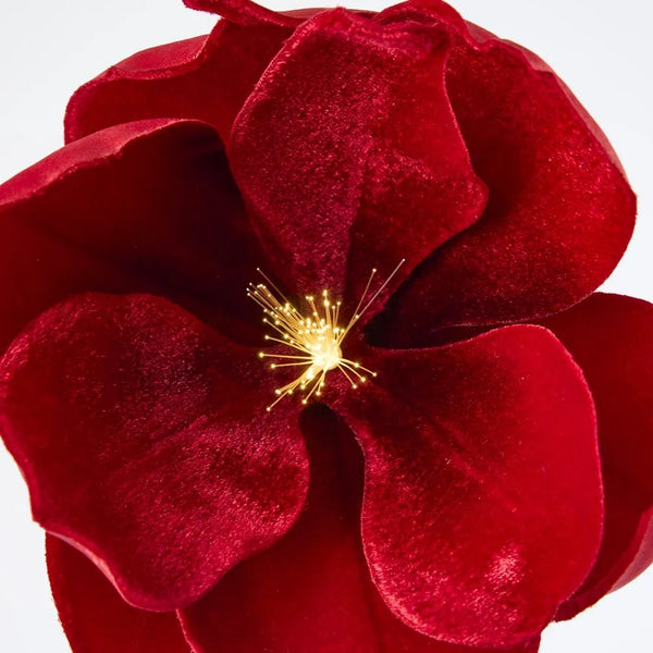 Luxe Velvet Magnolia Clip On Light Up Stamen - Red