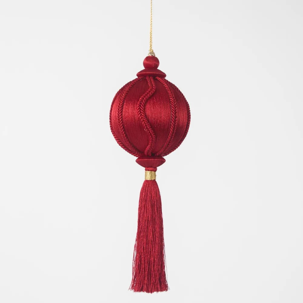 Silk Tassel Bauble Decoration - Red