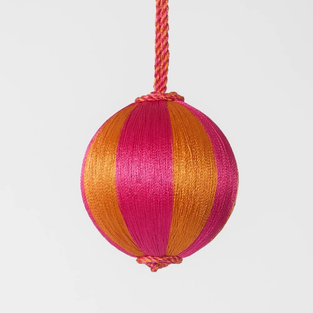 Silk Stripe Bauble Small - Pink & Orange