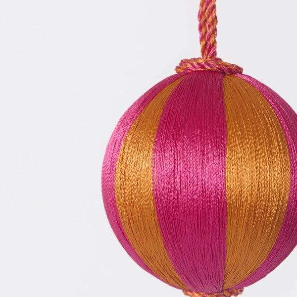 Silk Stripe Bauble Small - Pink & Orange