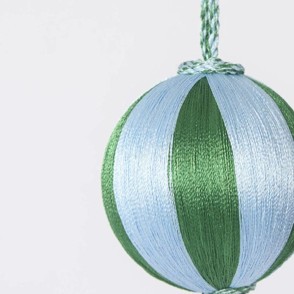 Silk Stripe Bauble Small - Blue & Green