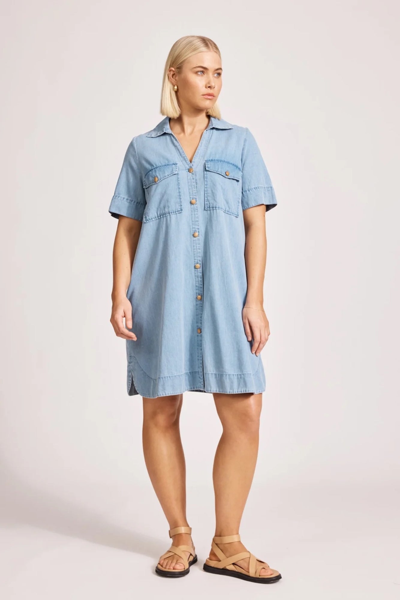Melenia Denim Shirt Dress - Denim