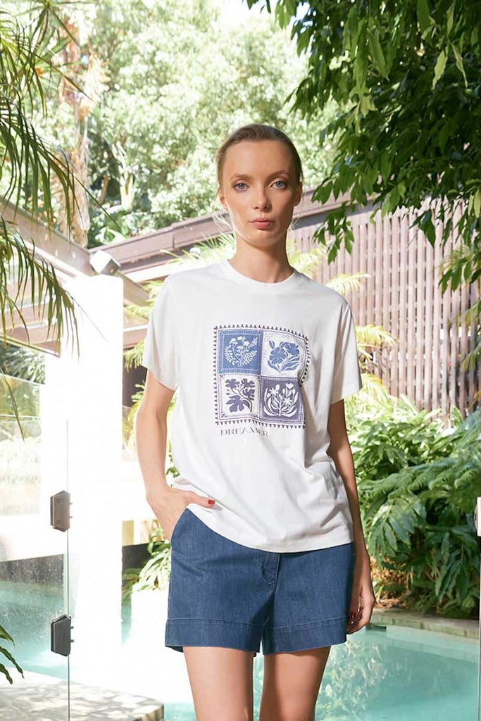 Leni Botanical Tee - Denim