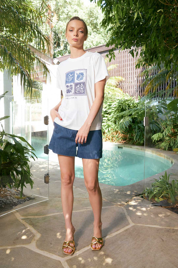 Leni Botanical Tee - Denim