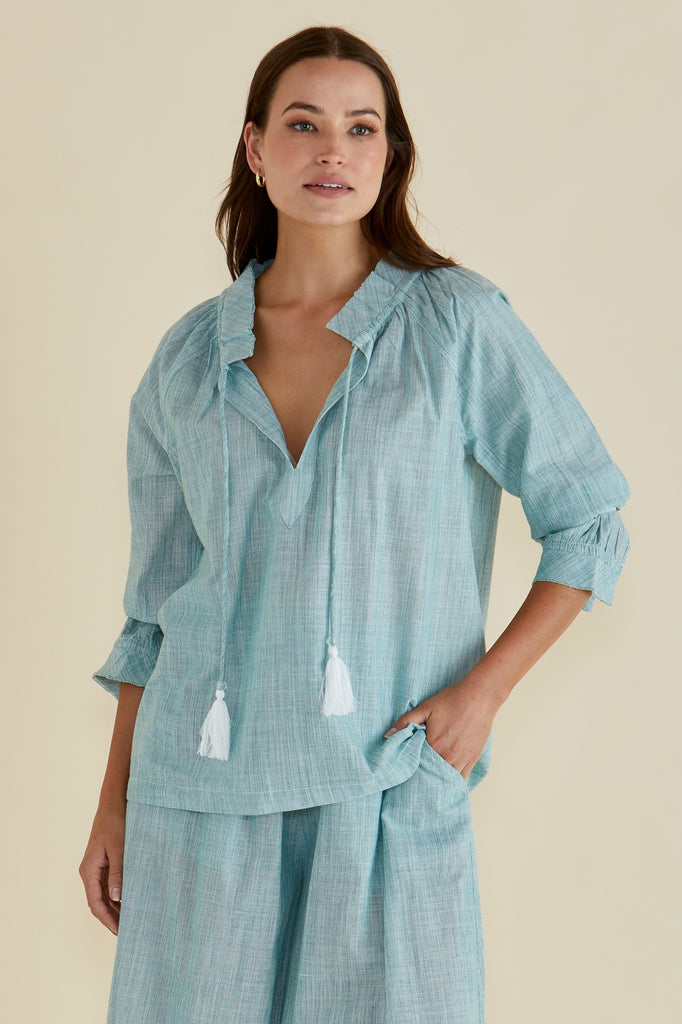 Charli Blouse - Green Stripe