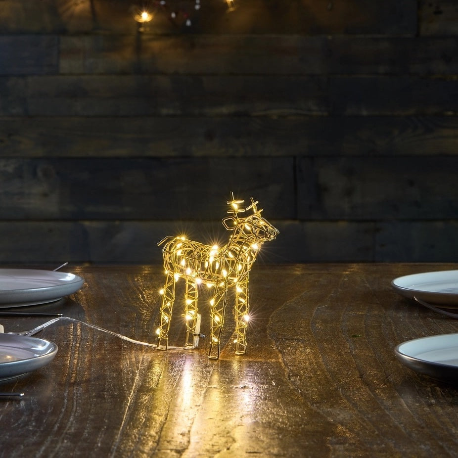 Table Light Wire Reindeer - Gold