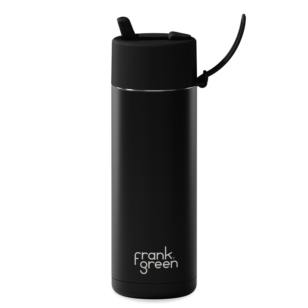 Ceramic Reusable Bottle + Flip Straw Lid 20oz - Midnight