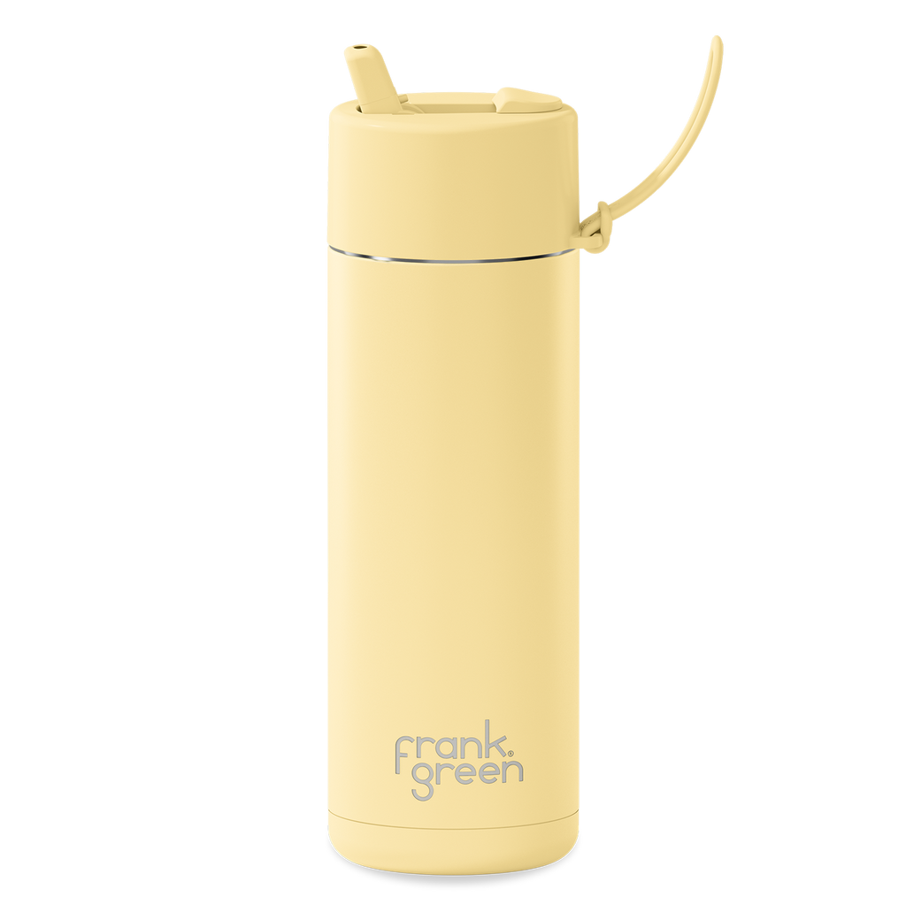 Ceramic Reusable Bottle + Flip Straw Lid 20oz - Buttermilk