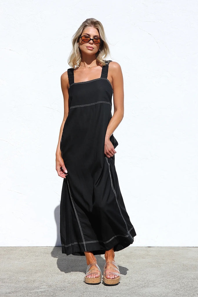 Stitched Up Maxi Dress - Black