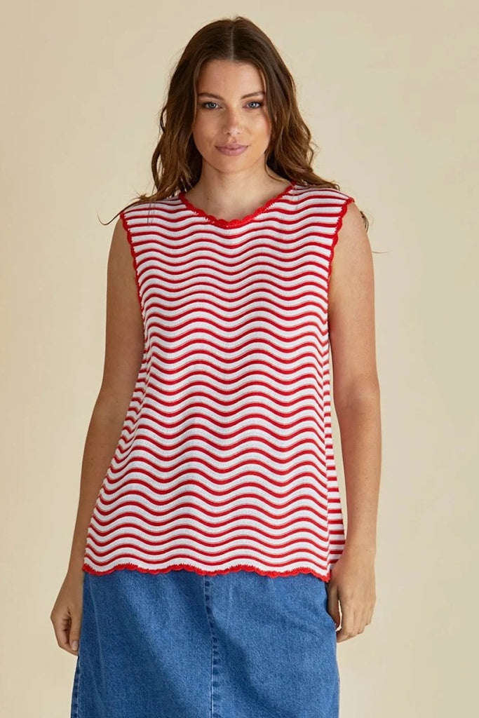 Aviva Tank - Red/WhiteStripe