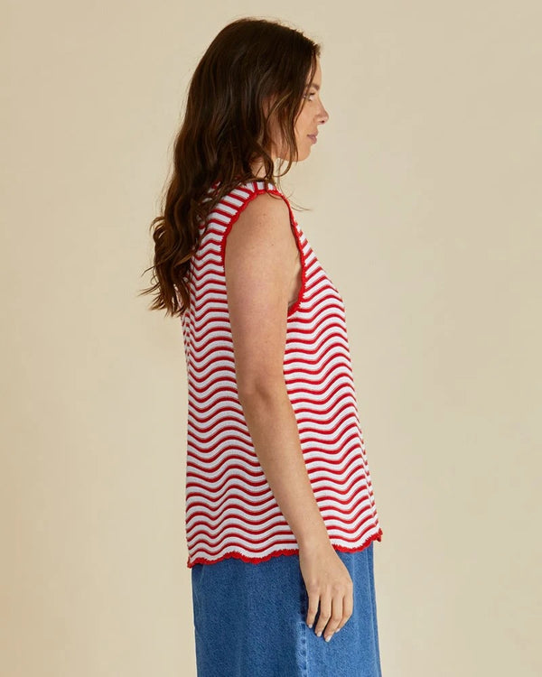 Aviva Tank - Red/WhiteStripe