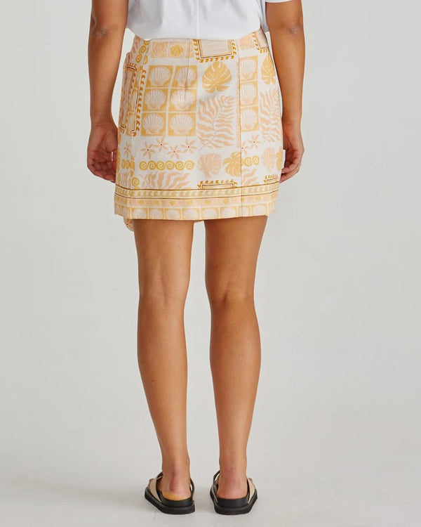 Coast Mini Wrap Skirt - Peach Shell Patchwork Orange