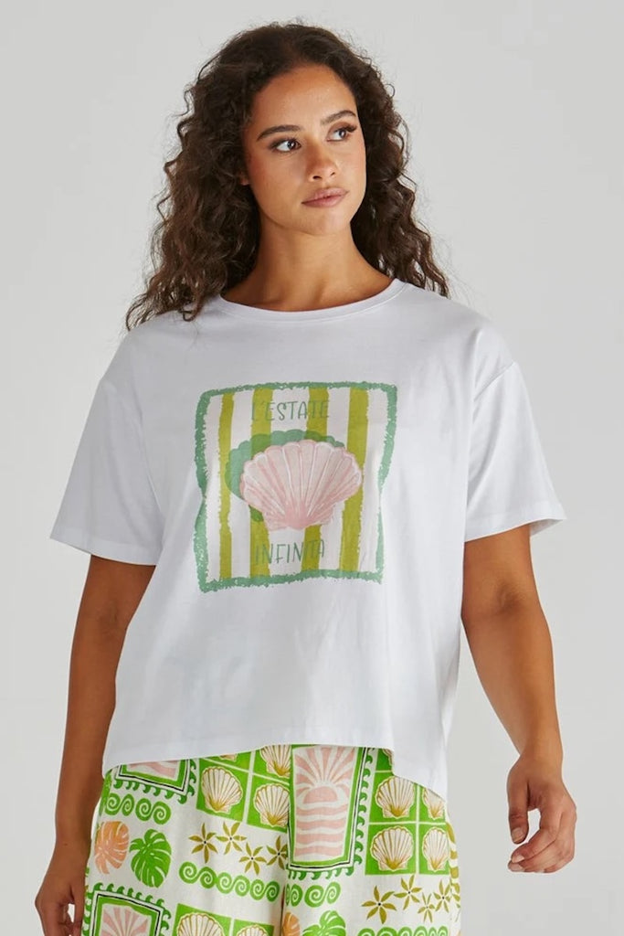 Cynthia Tee - Seashell Stripe White
