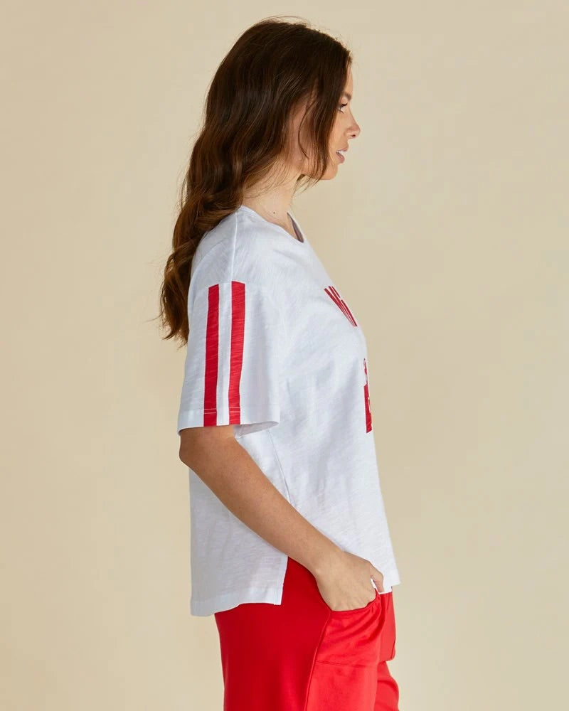 Relax Boxy Tee - White Cherry Print