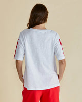 Relax Boxy Tee - White Cherry Print