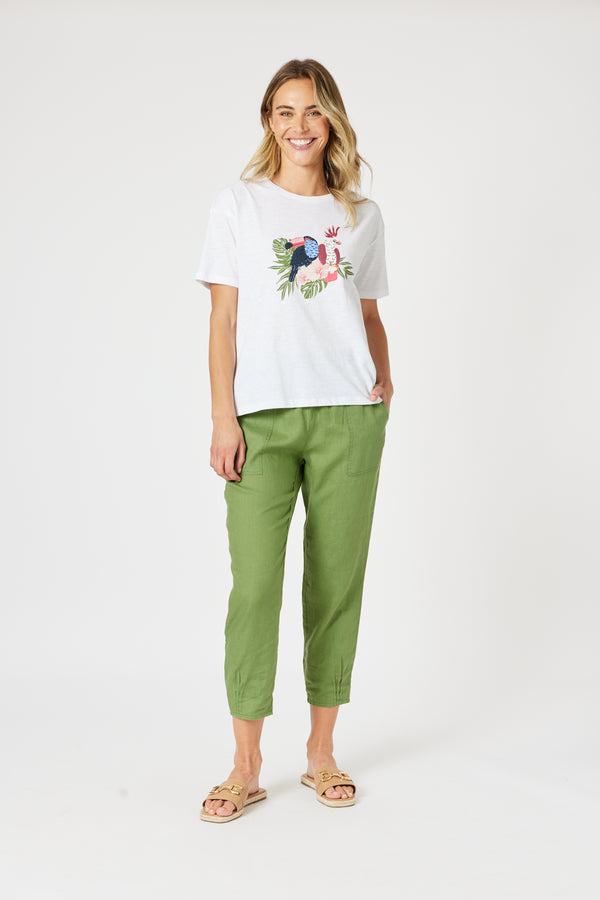 Sarah Linen Pant - Basil