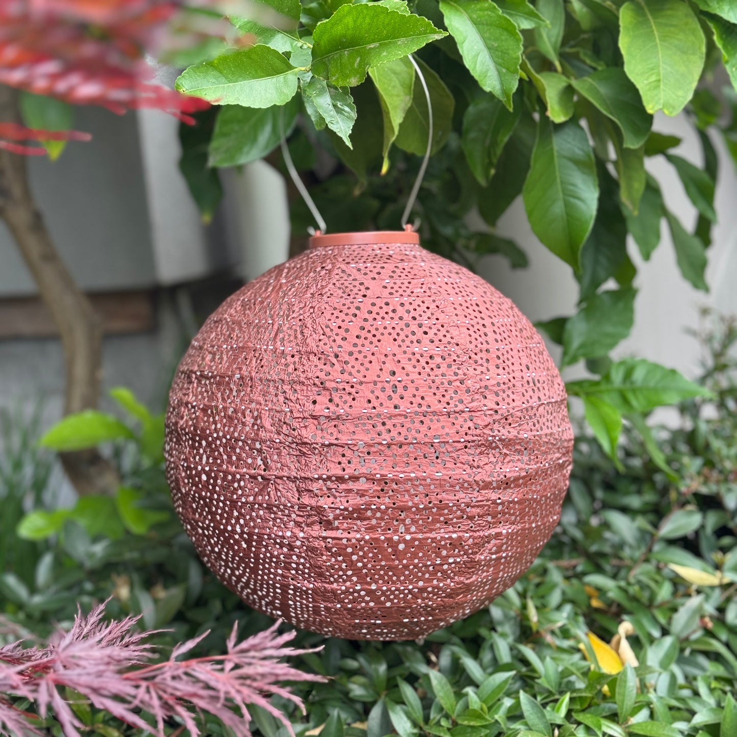 Solar Lantern Round 30cm - Copper