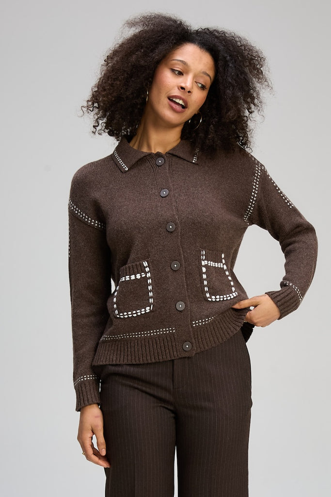 Tailored Cardi - Cocoa