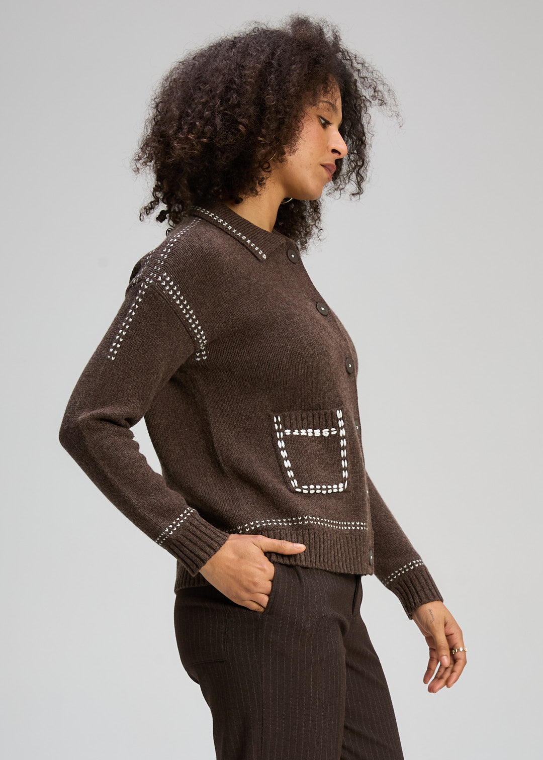 Tailored Cardi - Cocoa