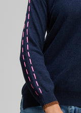 Threaded Sleeve Jumper - Dark Denim