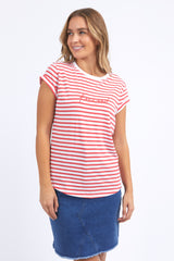 Signature Striped Tee - Crimson