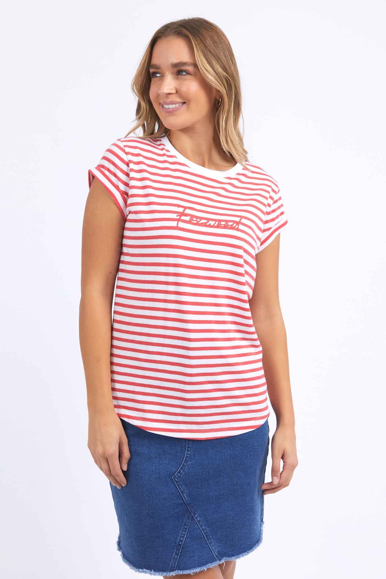 Signature Striped Tee - Crimson