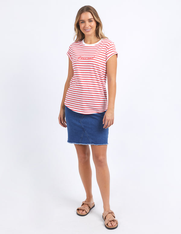 Signature Striped Tee - Crimson
