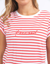 Signature Striped Tee - Crimson