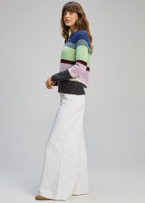 Kid Mohair Lines Crew - Lilac