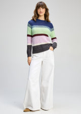 Kid Mohair Lines Crew - Lilac