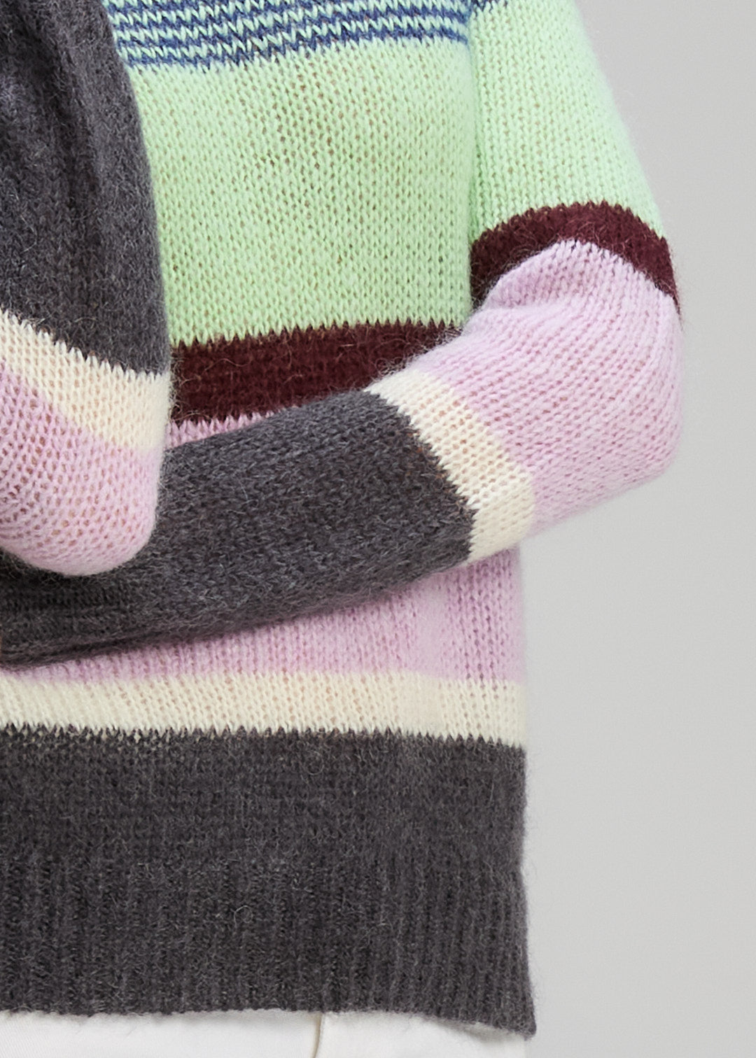 Kid Mohair Lines Crew - Lilac