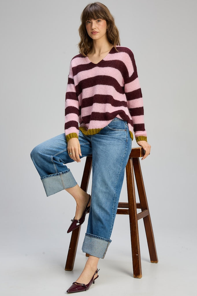 Cozy Kid Stripe V - Sugar Plum