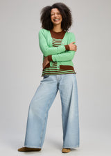 V Neck Cardi - Basil