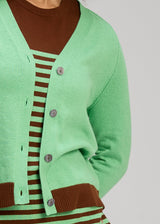 V Neck Cardi - Basil