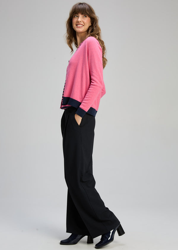 V Neck Cardi - Rhubarb