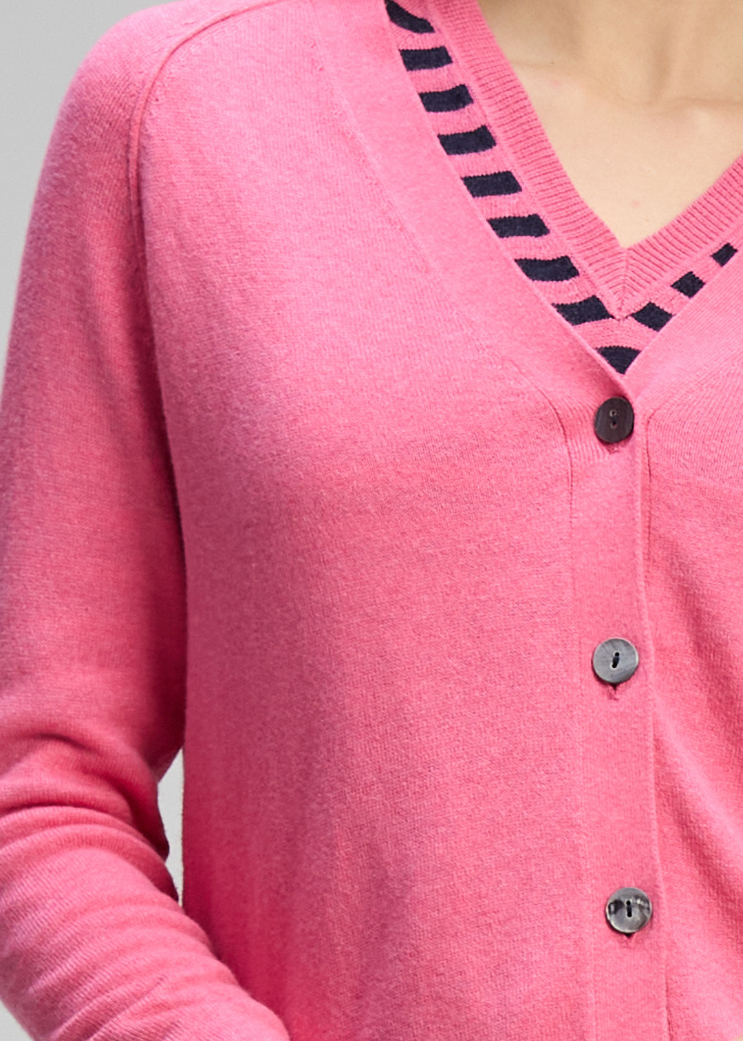 V Neck Cardi - Rhubarb