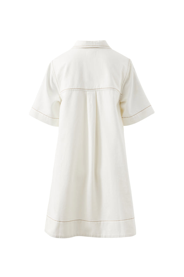 Milly Short Sleeve Mini Dress - Fresh Ecru