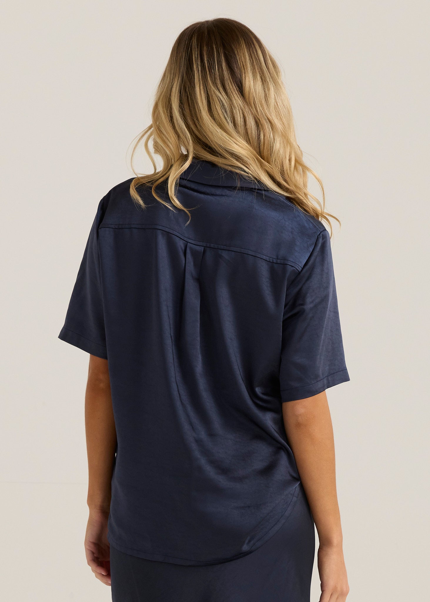 Jasper Satin Shirt - Navy