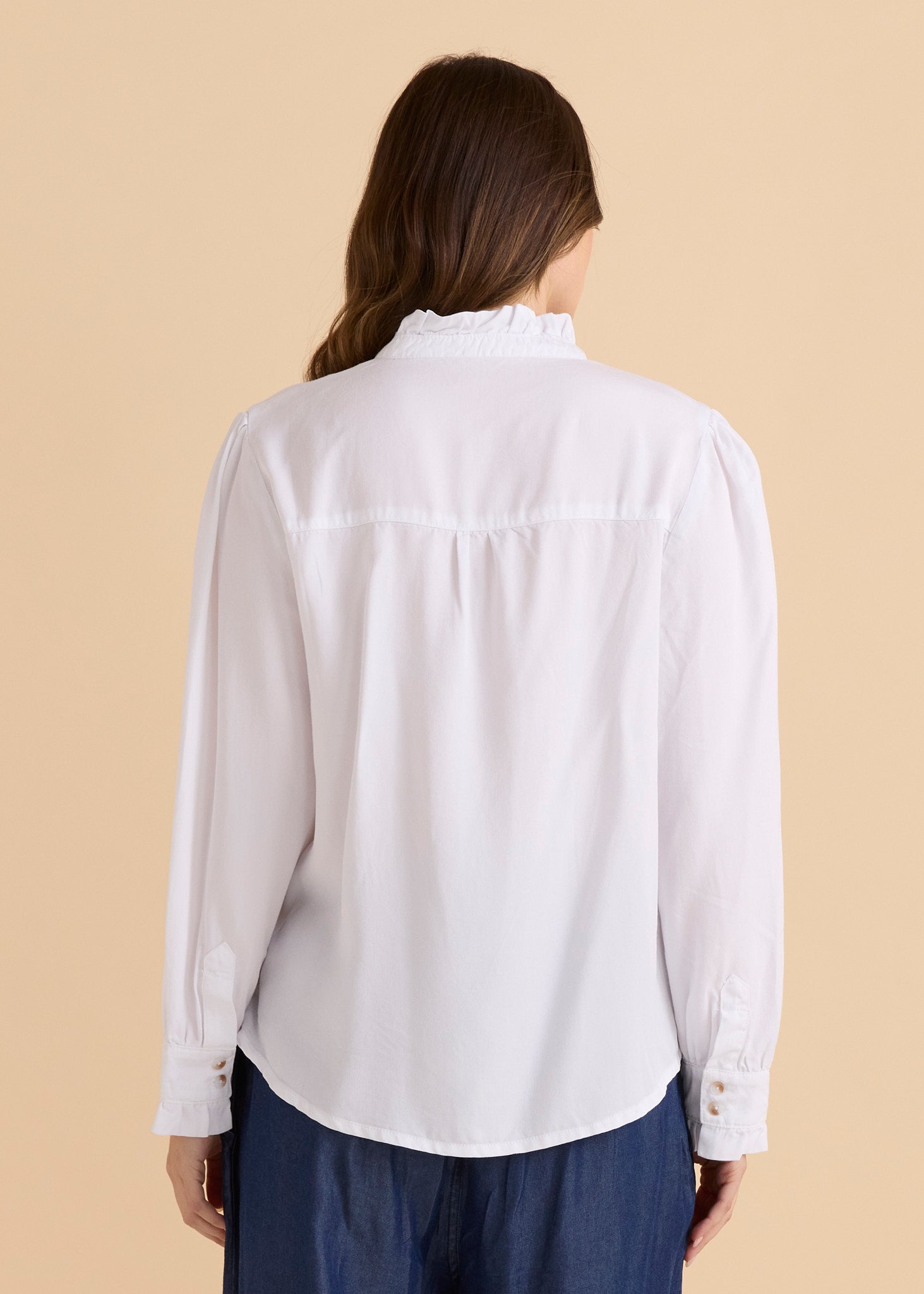 Lucille Lyocell Pleated Shirt - White