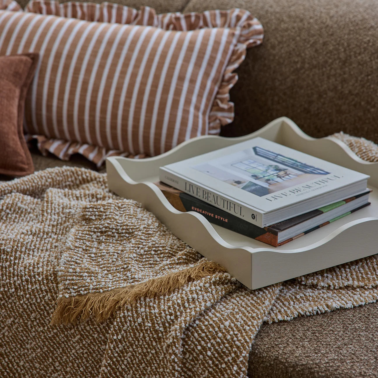 Clara Throw 160x200cm - Camel/Cream