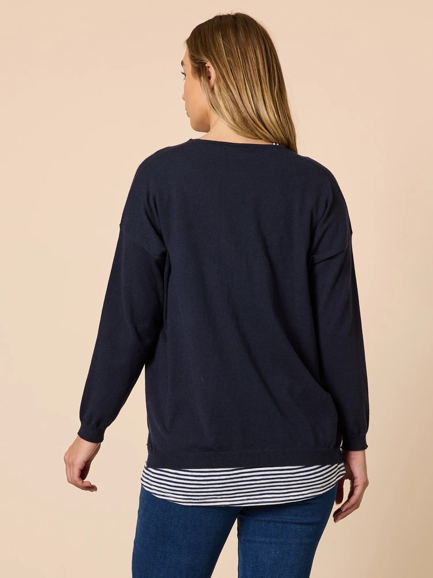 Double Take 2 in 1 Top - Navy/White