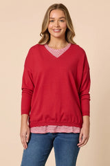 Double Take 2 in 1 Top - Red/White