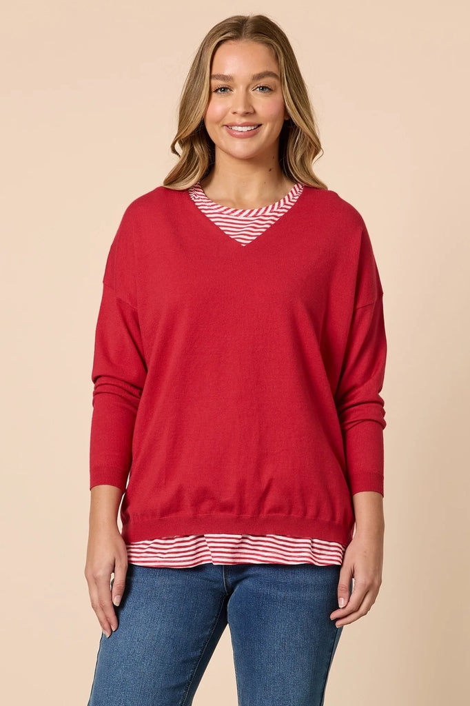 Double Take 2 in 1 Top - Red/White