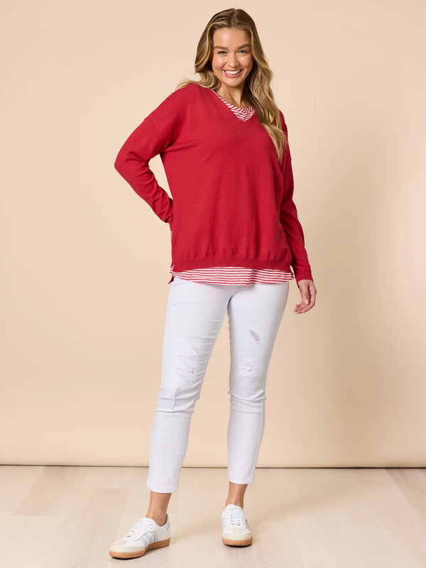 Double Take 2 in 1 Top - Red/White