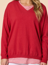 Double Take 2 in 1 Top - Red/White